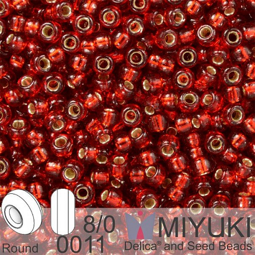 Korálky Miyuki Round 8/0. Barva 0011 S/L Ruby. Balení 5g