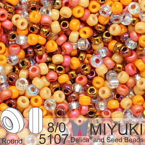 Korálky Miyuki Round 8/0. Barva 5107 Mix Wild fire. Balení 5g