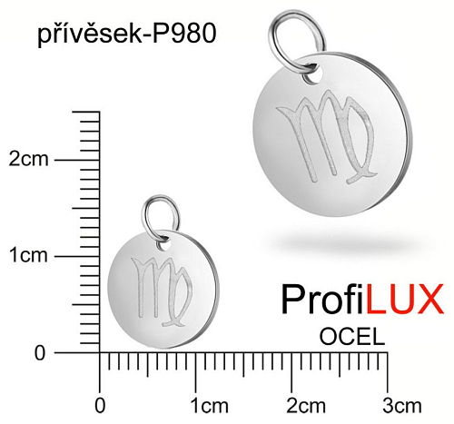 Přívěsek Chirurgická Ocel ozn-P980 znamení PANNA velikost  pr.12mm. Řada přívěsků ProfiLUX