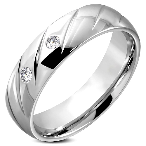 Ocelový prsten ZRRRR 283 s krystalovými kamínky o velikosti 9