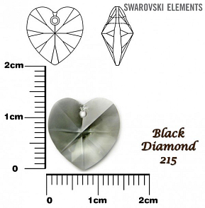 SWAROVSKI Heart Pendant barva Crystal BLACK DIAMOND velikost 14,4x14mm.
