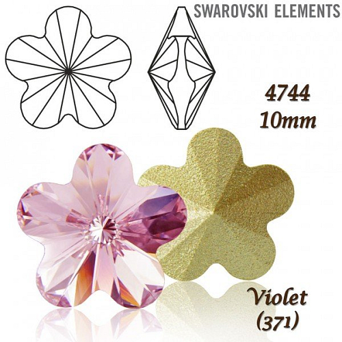 SWAROVSKI ELEMENTS Flower Fancy 4744 barva VIOLET (371) velikost 10mm. 