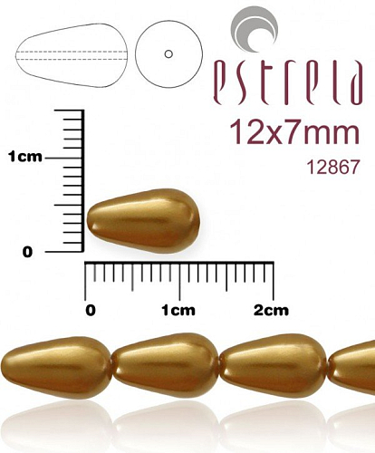 VOSKOVANÉ korále tvar kapka. Velikost 12x7mm. Barva 12867 (bronzová). Balení 10ks na návleku. 