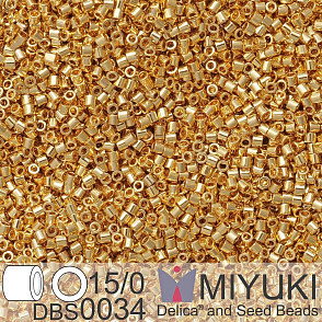 Korálky Miyuki Delica 15/0. Barva DBS 0034 24kt Gold Light Plated. Balení 2g.