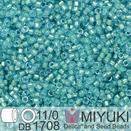 Korálky Miyuki Delica 11/0. Barva Mint Pearl Lined Ocean Blue DB1708 Balení 5g.