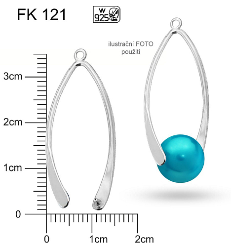 ŠLUPNA ozn.FK 121. Materiál AG925 váha 1,36g.Velikost 37mm.