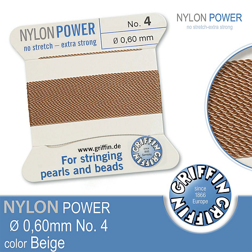 NYLON Power velmi pevná nit GRIFFIN síla nitě 0,60mm Barva Beige