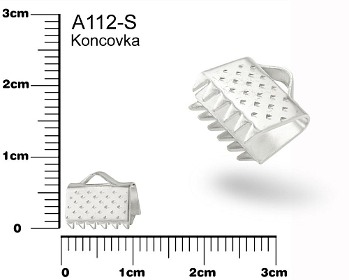 Koncovka zubatá  A112S. Barva pokov stříbrná velikost 9x8mm.