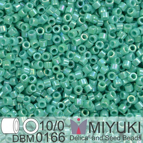 Korálky Miyuki Delica 10/0. Barva Op Turquoise Green AB DBM0166. Balení 5g.