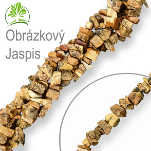 Návlek z tromlovaných kamenů délka 90cm JASPIS OBRÁZKOVÝ