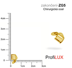 Zakončení na náramky chirurgická ocel. Ozn. ZG5. Velikost otvor 3,5mm délka 5mm. Barva POZLACENO.