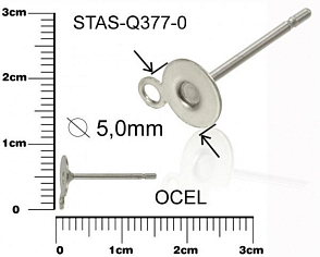 Puzeta s ploškou a očkem 5mm CHIRURGICKÁ OCEL ozn.-STAS-Q377 0