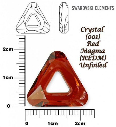 SWAROVSKI ELEMENTS Cosmic Triangle 4737 barva CRYSTAL (001) RED MAGMA (REDM) velikost 20mm. 