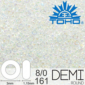 Korálky TOHO Demi Round 8/0. Barva 161 Transparent-Rainbow Crystal . Balení 5g