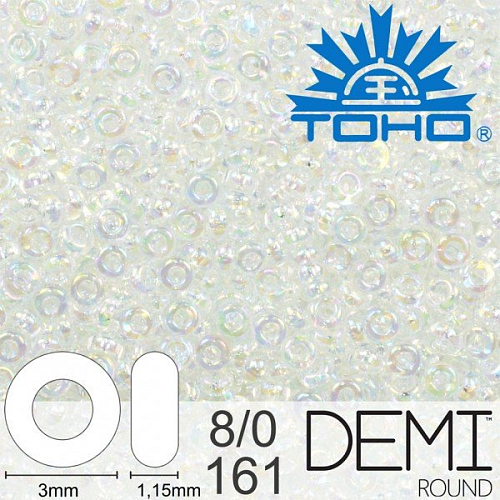 Korálky TOHO Demi Round 8/0. Barva 161 Transparent-Rainbow Crystal . Balení 5g