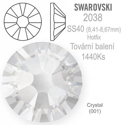 Swarovski XILION Rose HOTFIX 2038 velikost SS40 barva Crystal tovární balení