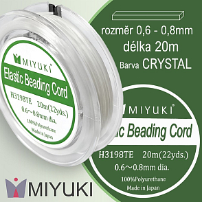 Miyuki elastická POLYURETANOVÁ nit 0,6~0,8mm. Barva Crystal (mléčná). Balení 20m (22yds).
