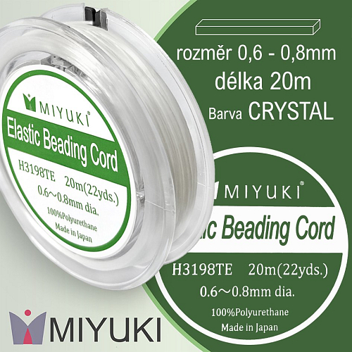 Miyuki elastická POLYURETANOVÁ nit 0,6~0,8mm. Barva Crystal (mléčná). VÝHODNÉ balení 20m (22yds).