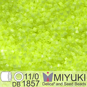 Korálky Miyuki Delica 11/0. Barva Silk Inside Dyed Lime Aid DB1857. Balení 5g.