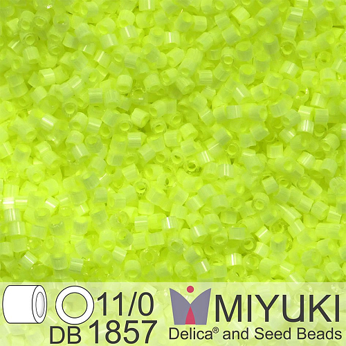 Korálky Miyuki Delica 11/0. Barva Silk Inside Dyed Lime Aid DB1857. Balení 5g.