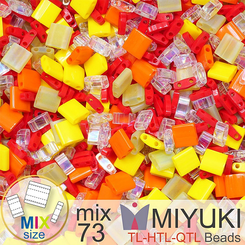 Korálky MIYUKI směs tvar TL-HTL-QTL BEADS . Barva MIX 73 Mysterious Fire. Balení 5g.