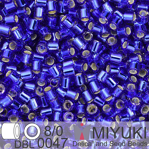 Korálky Miyuki Delica 8/0. Barva S/L Cobalt DBL0047. Balení 5g.