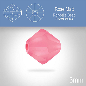 PRECIOSA Bicone (sluníčko) velikost 3mm. Barva ROSE MATT. Balení 40ks