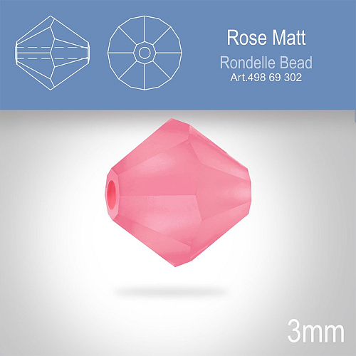 PRECIOSA Bicone (sluníčko) velikost 3mm. Barva ROSE MATT. Balení 40ks