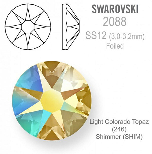 SWAROVSKI 2088 XIRIUS FOILED velikost SS12 barva Light Colorado Topaz Shimmer 