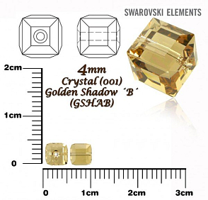 SWAROVSKI CUBE Beads 5601 barva CRYSTAL GOLDEN SHADOW ´B´velikost 4mm.