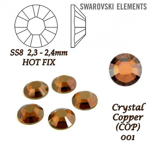 SWAROVSKI xilion rose  HOT-FIX velikost SS8 barva CRYSTAL COPPER