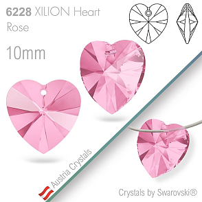 Swarovski XILION Heart 6228. Barva Rose. Velikost 10mm