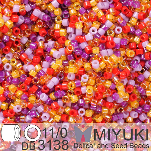 Korálky Miyuki Delica 11/0. Barva Sunset Bloom Mix DB3138. Balení 5g