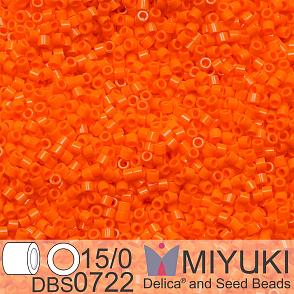 Korálky Miyuki Delica 15/0. Barva DBS 0722 Opaque Orange . Balení 2g.