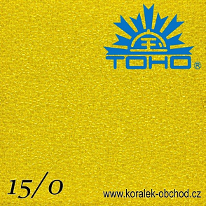 Korálky TOHO tvar ROUND (kulaté). Velikost 15/0. Barva č. 12-Transparent Lemon. Balení 5g.