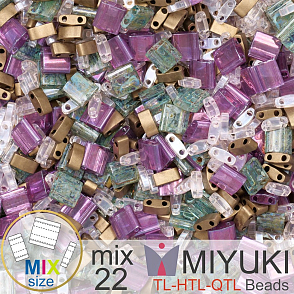 Korálky MIYUKI směs tvar TL-HTL-QTL BEADS . Barva MIX 22 Fairytale. Balení 5g.