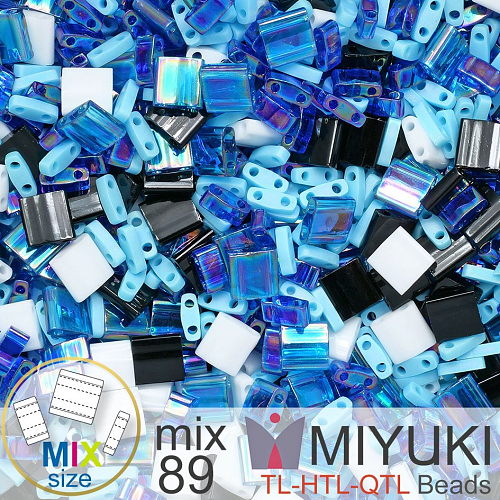 Korálky MIYUKI směs tvar TL-HTL-QTL BEADS . Barva MIX 89 Blue Line . Balení 5g.