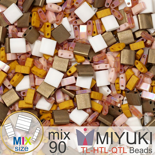 Korálky MIYUKI směs tvar TL-HTL-QTL BEADS . Barva MIX 90 Mysterious Temple. Balení 5g.
