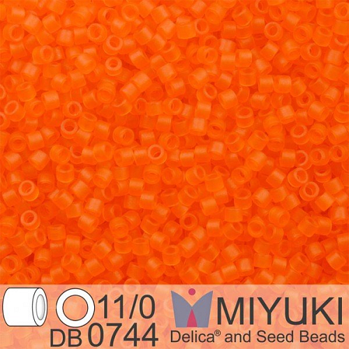 Korálky Miyuki Delica 11/0. Barva Matte Tr Orange DB0744. Balení 5g