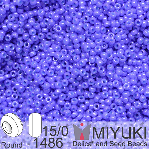 Korálky Miyuki Round 15/0. Barva 1486 Dyed Opaque Bright Purple. Balení 5g.