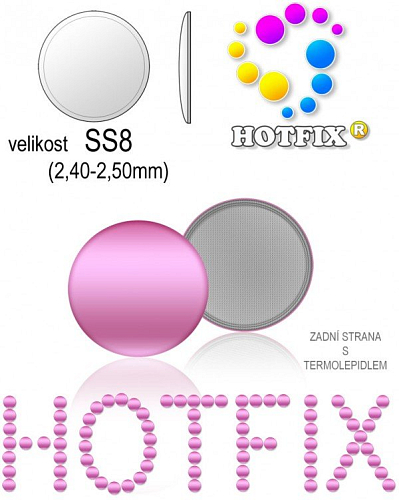 Kovové NAILHEAD HOTFIX nažehlovací polotovary. Velikost SS8 (2,40-2,50mm) Tl.0,6mm. Barva 037 SVĚTLÁ FIALOVÁ  (lesklá ocelová). Balení 80Ks