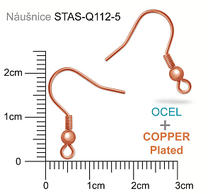 Afroháček s kuličkou a pružinkou  OCEL  ozn.-STAS-Q112-5. Barva COPPER plated.