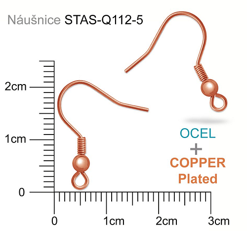 Afroháček s kuličkou a pružinkou  OCEL  ozn.-STAS-Q112-5. Barva COPPER plated.