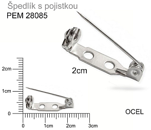 ŠPENDLÍK  na brož s pojistkou velikost 2cm. Barva platina.