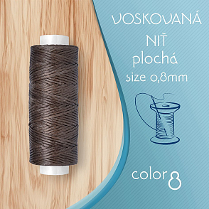 Voskovaná nit 0,8mm PLOCHÁ cívka 30m barva č.8 Deep Coffee