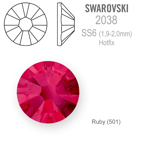 SWAROVSKI xilion rose HOT-FIX velikost SS6 barva RUBY 