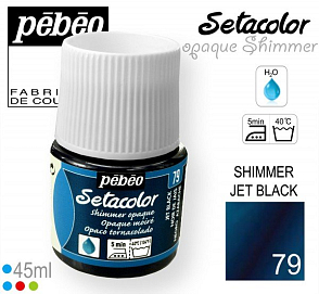 Barva na Textil SETACOLOR OPAQUE SHIMMER Pebeo. barva č. 79 JET BLACK. Balení 45ml.