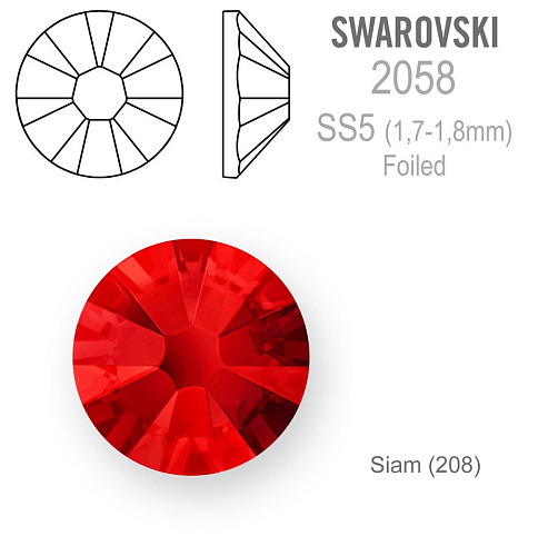 SWAROVSKI 2058 FOILED velikost SS5 barva SIAM 
