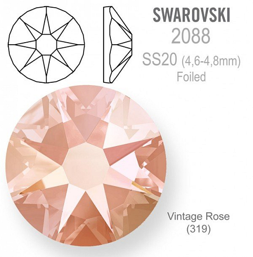 SWAROVSKI 2088 XIRIUS FOILED velikost SS20 barva Vintage Rose 