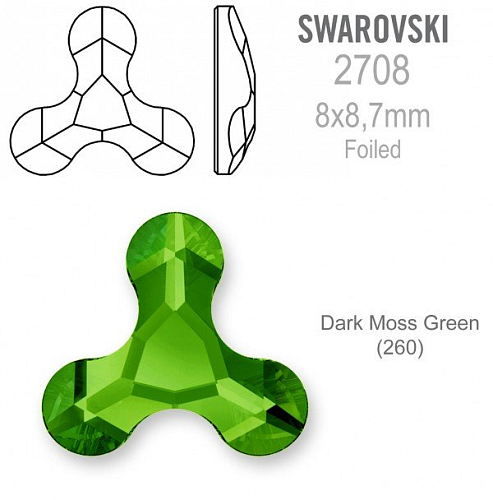 Swarovski 2708 Molecule FB Foiled velikost 8x8,7mm. Barva Dark Moss Green (260).